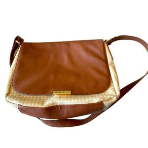 RELIC Fossil Brown & Cream Polka Dot Leather Women’s Purse Shoulder Bag MINT